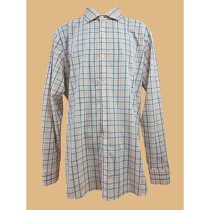 Mizzen+Main Leeward Collection Trim Fit Mens Shirt XL Peach Plaid